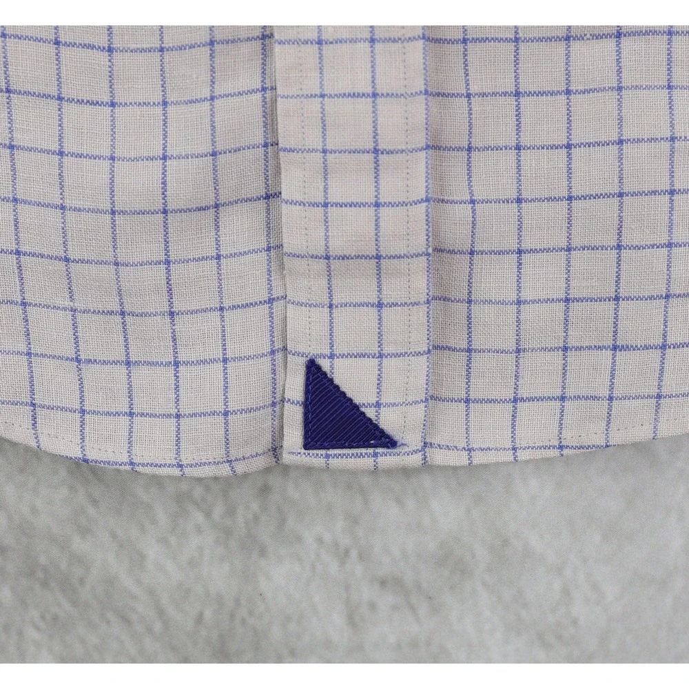UNTUCKit Biltmore WR Linen Shirt Men Medium Grey Blue Grid Checks Slim Fit